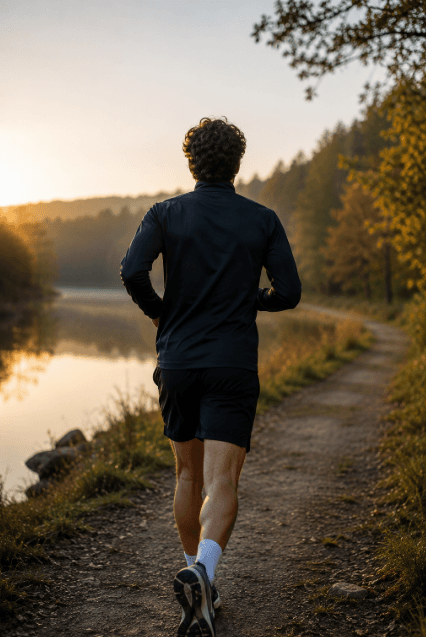 Runner training outdoors at sunrise